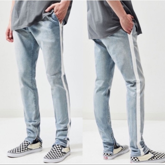 side stripe drop skinny jogger pants
